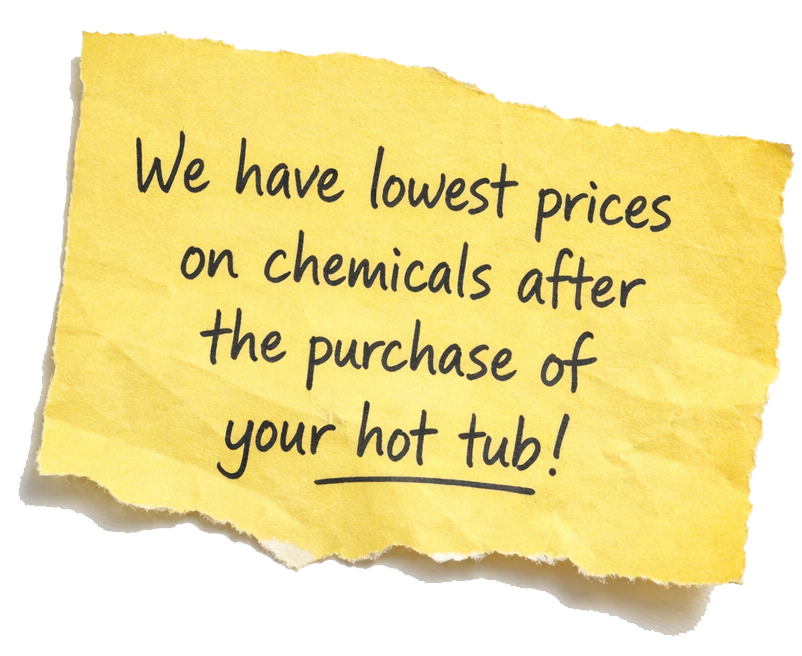 Lowest prices on hot tub chemicals after the purchase of your hot tub